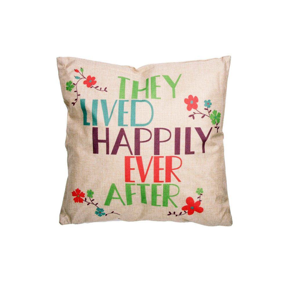 Coussin pour déco de salon - They lived Happily Ever After (43 x 43 cm) Coussin pour déco de salon - They lived Happily Ever After (43 x 43 cm)
