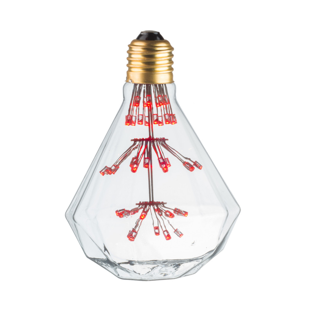 LAMPE DECO Diamant E27 ROUGE ALLUMEE LAMPE DECO Diamant E27 ROUGE ALLUMEE