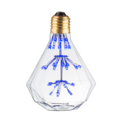 LAMPE DECO DIAMANT E27 BLEU ALLUMEE