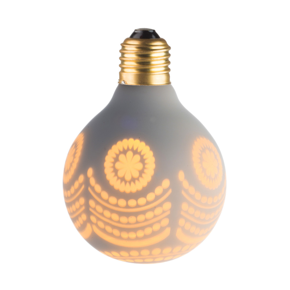 LAMPE DECO G80 E27 BLANC ET NEIGE ALLUMEE LAMPE DECO G80 E27 BLANC ET NEIGE ALLUMEE