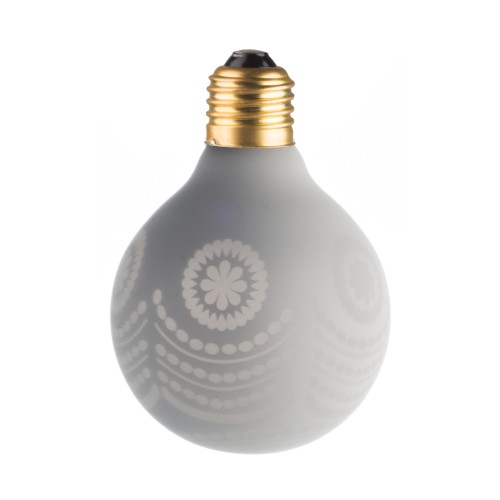 LAMPE DECO G80 E27 BLANC ET NEIGE ALLUMEE