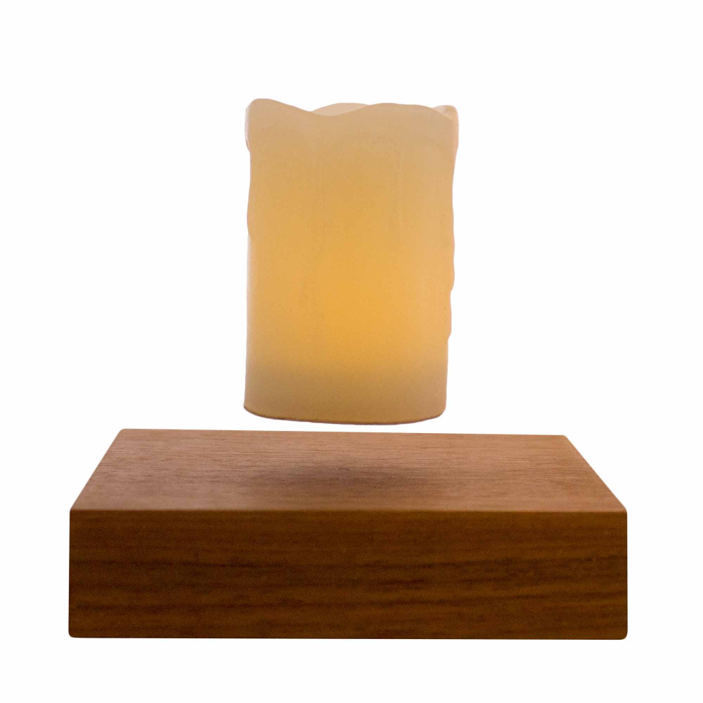 Base bois + 1 bougie LED en lévitation Base bois + 1 bougie LED en lévitation