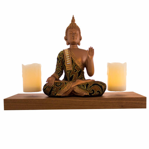 Base bois + 2 bougies LED en lévitation (statuette non incluse)