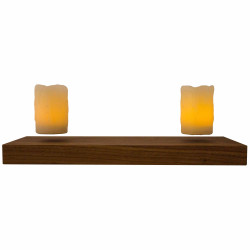 Base bois + 2 bougies LED en lévitation