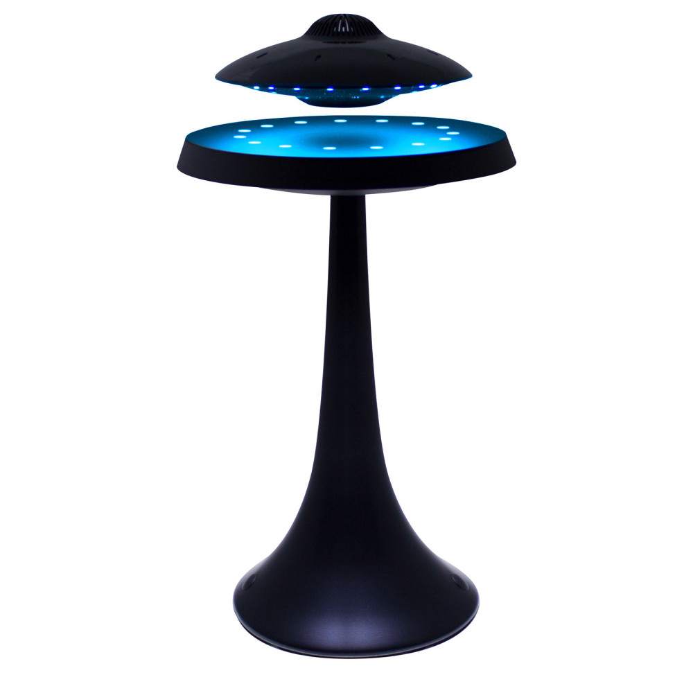 Enceinte en lévitation UFOSOUND noire sur pied noir Enceinte en lévitation UFOSOUND noire sur pied noir