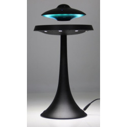 Enceinte en lévitation UFOSOUND noire sur pied noir