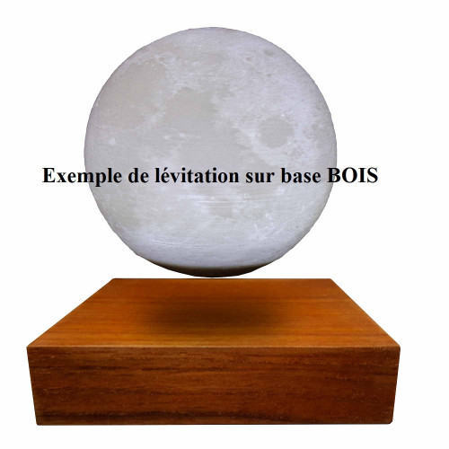 Globe Lune 3D En Lévitation Magnétique MOONFLIGHT - Diamètre 15 Cm, Base Bois Foncé, LED 3W Réglable (blanc Froid/neutre/chaud) - Décoration Lumineuse Et Hypnotique