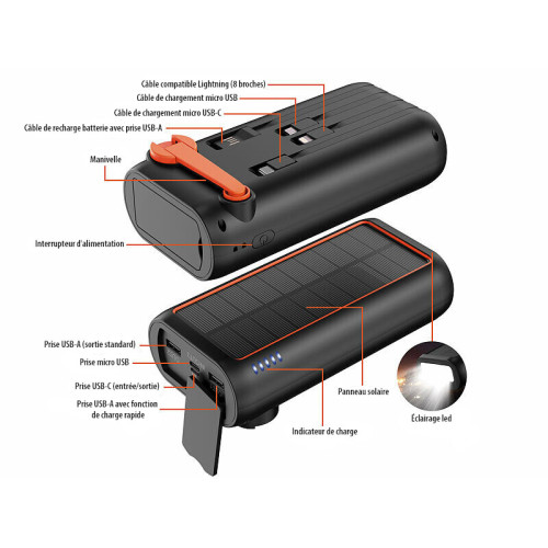 Batterie externe solaire et...